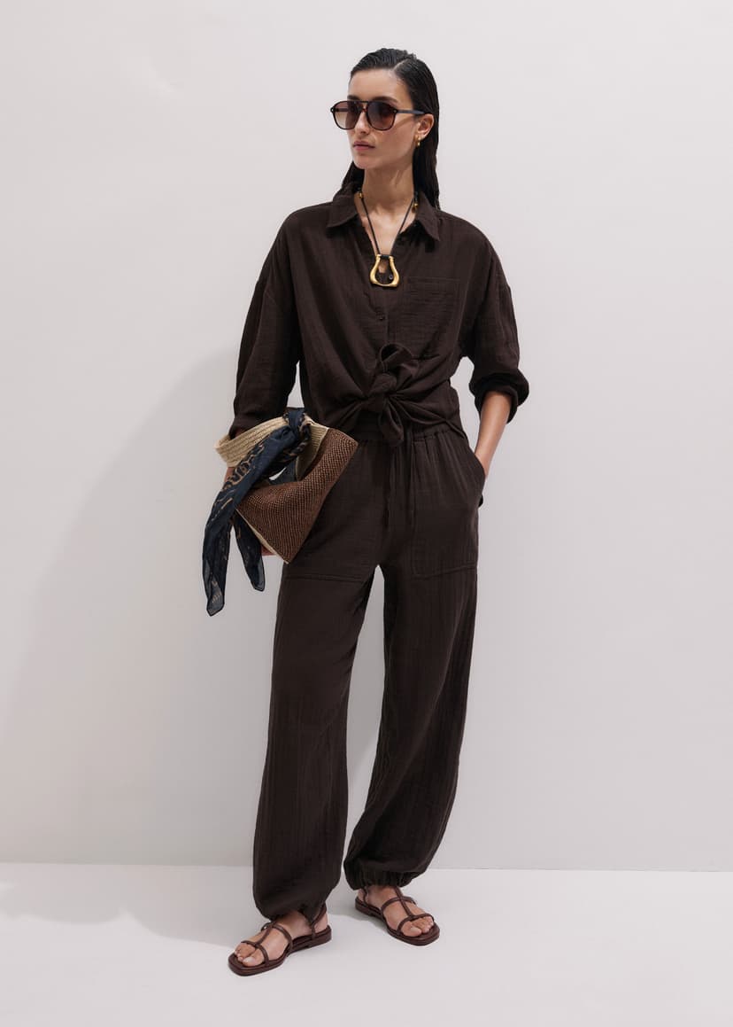 ME+EM Summer Shirt Co-ord | Ganache Brown | Image 3
