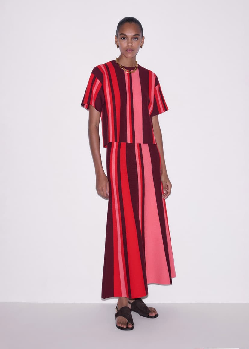 ME+EM Relaxed Knit Tee Co-ord | Pink Multi | Image 1