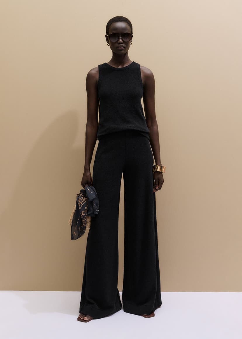 ME+EM Textured Palazzo Pant Co-ord | Black | Image 1