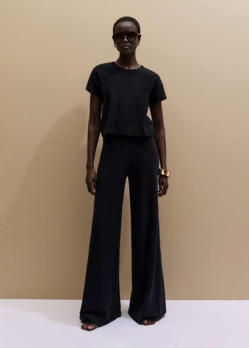 ME+EM Textured Palazzo Pant Co-ord | Black | Image 3