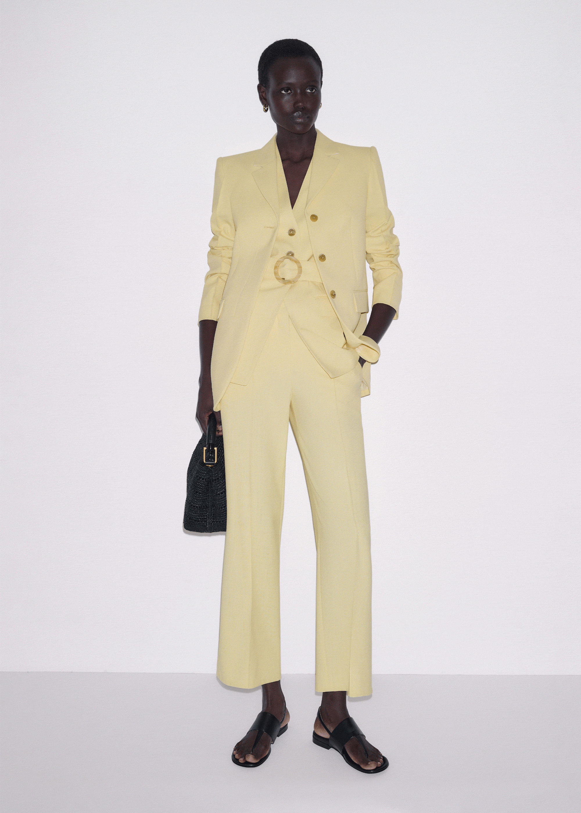 ME+EM Slim Contour Suit | Dusted Lemon Yellow | Image 1