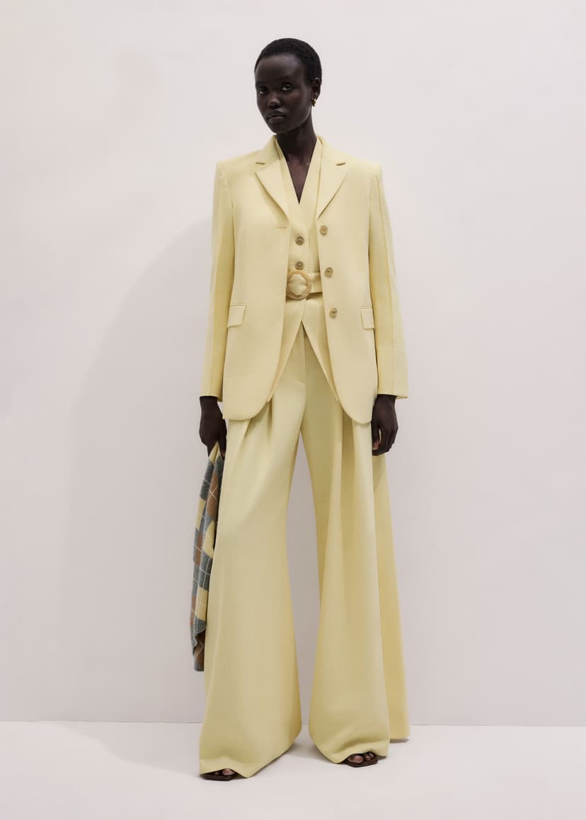 ME+EM Very Wide-Leg Trouser Suit | Dusted Lemon Yellow | Image 4
