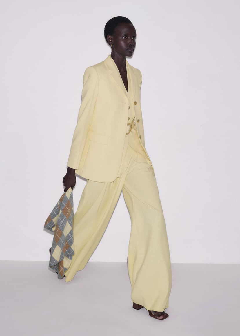 ME+EM Very Wide-Leg Trouser Suit | Dusted Lemon Yellow | Image 1