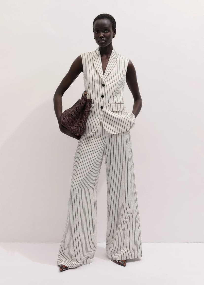 ME+EM Slim Waistcoat Suit | Ivory/Cinnamon Brown | Image 1