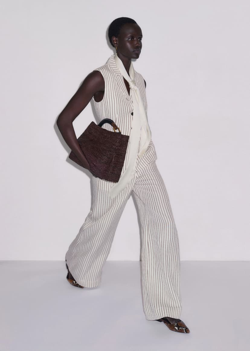 ME+EM Slim Waistcoat Suit | Ivory/Cinnamon Brown | Image 3
