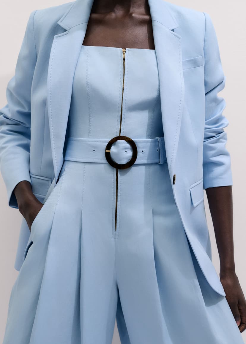 ME+EM Sharp Shoulder Suit | Sky Blue | Image 4