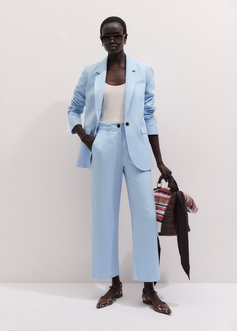 ME+EM Sharp Shoulder Suit | Sky Blue | Image 1