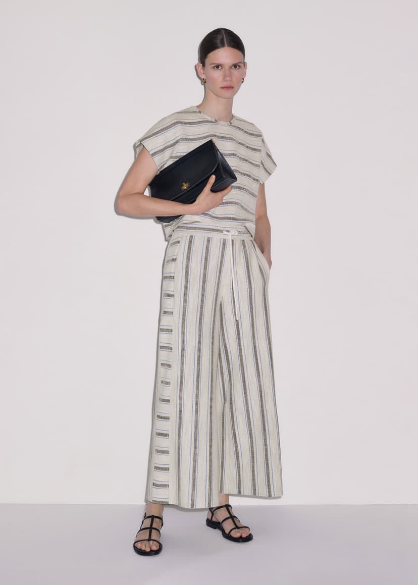 ME+EM Textured Stripe Co-ord | Light Cream Multi | Image 2