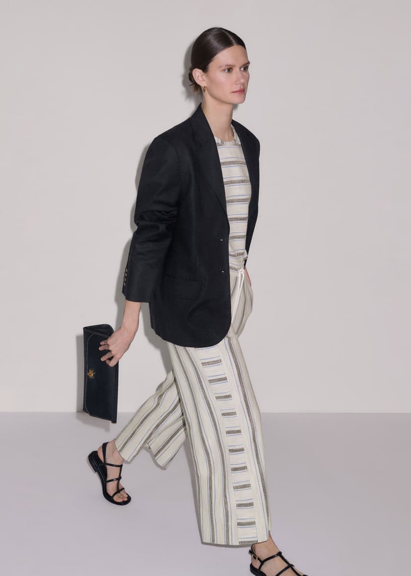 ME+EM Textured Stripe Co-ord | Light Cream Multi | Image 3