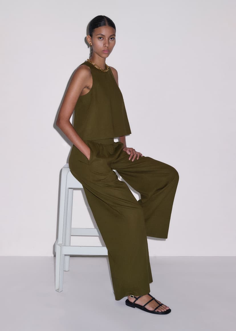 ME+EM Shell Crop Top Co-ord | Olive Green | Image 3