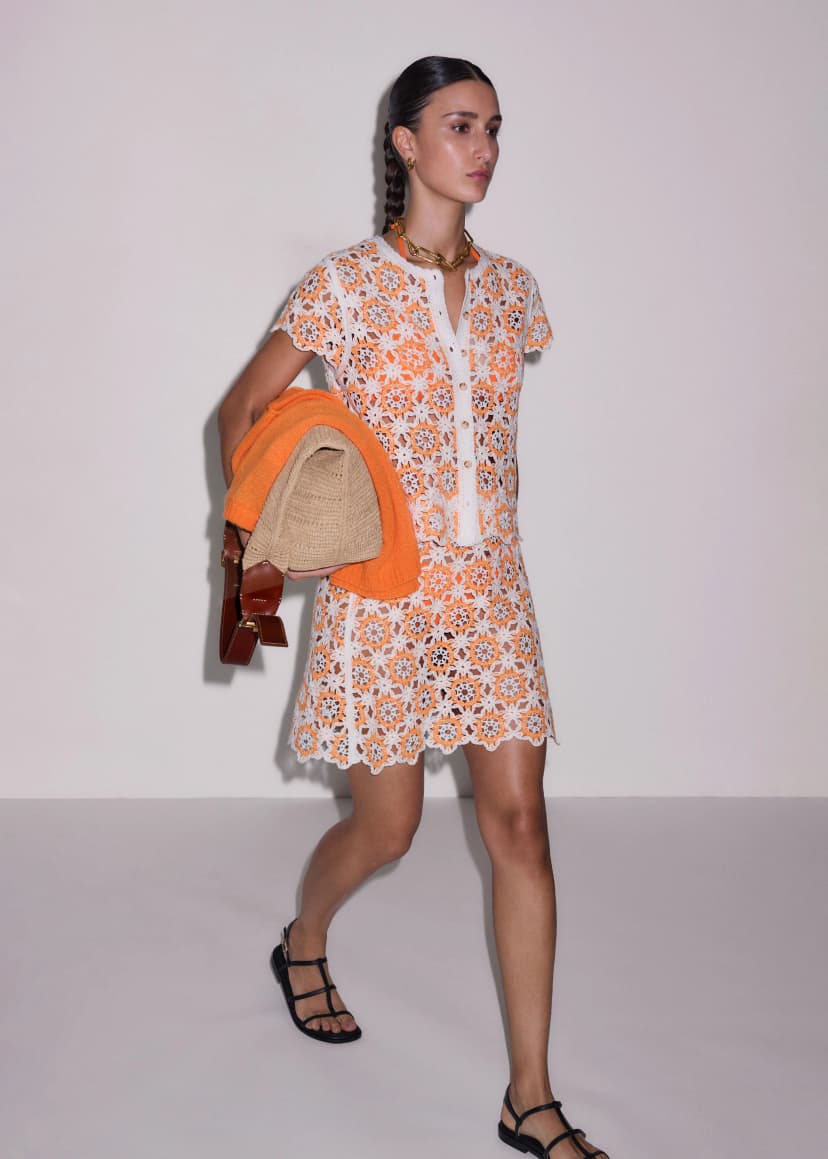 ME+EM Beach Baby Tee Co-ord | Sunny Orange Multi | Image 3