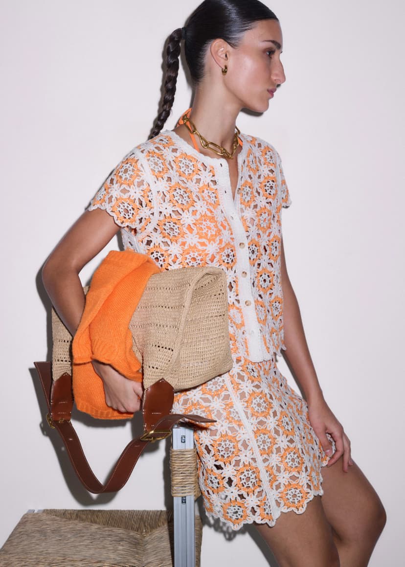 ME+EM Beach Baby Tee Co-ord | Sunny Orange Multi | Image 2