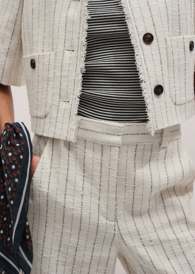 ME+EM Stripe Crop Jacket Co-ord | Ivory | Image 2
