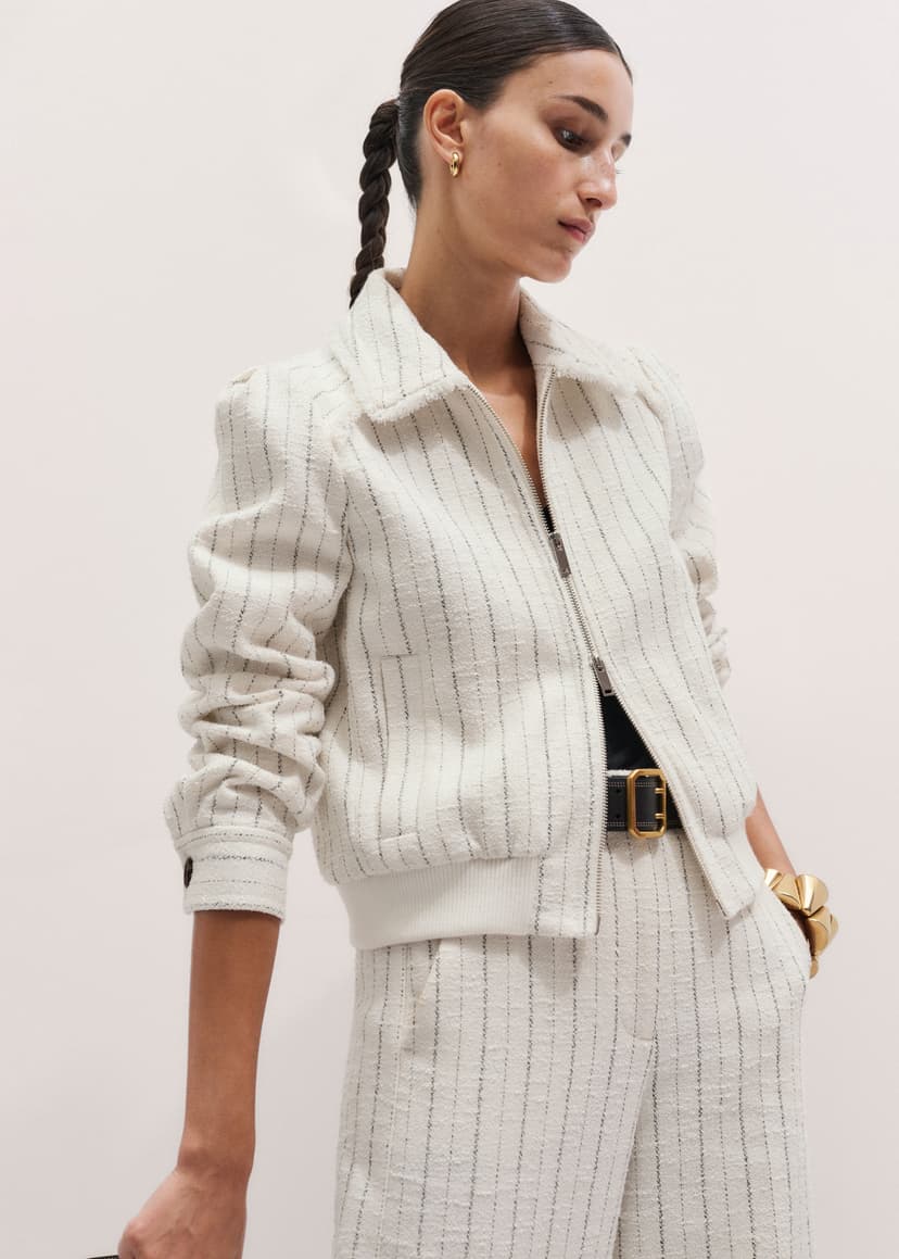 ME+EM Stripe Crop Jacket Co-ord | Ivory | Image 4