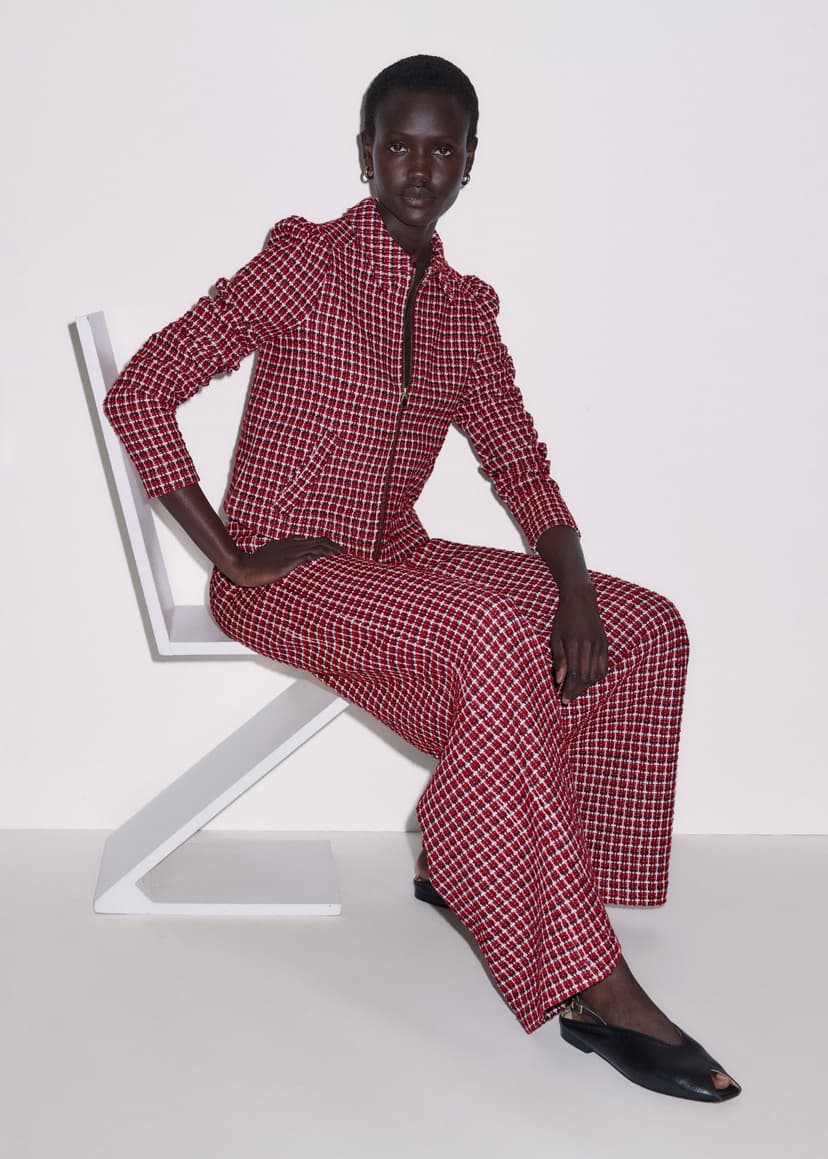 ME+EM Tweed Jersey Co-ord | Pomegranate Red Multi | Image 1