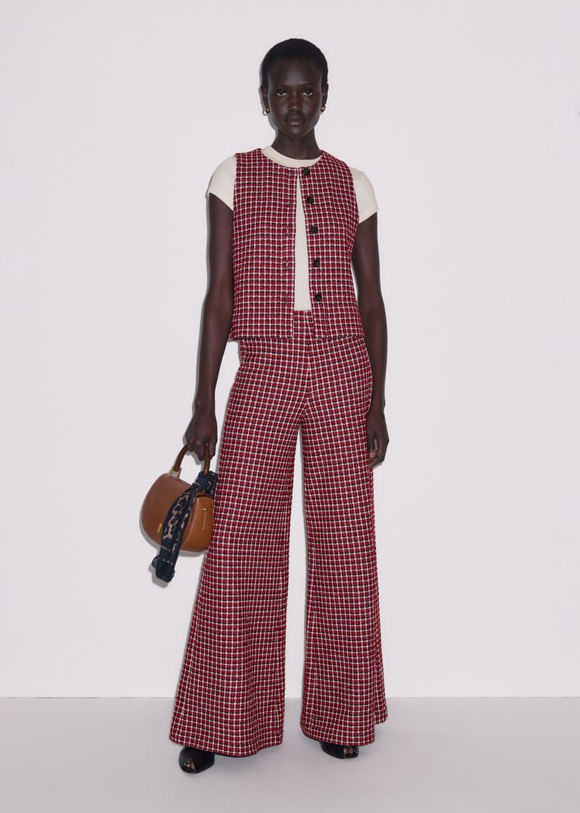 ME+EM Tweed Jersey Co-ord | Pomegranate Red Multi | Image 3