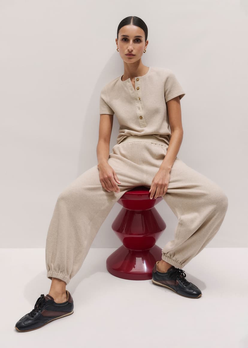 ME+EM Relaxed Track Pant Co-ord | Oatmeal | Image 1