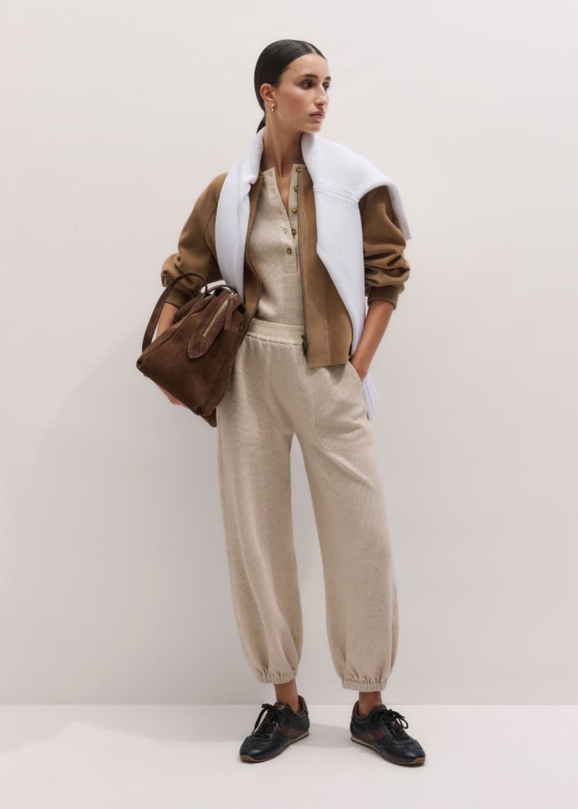 ME+EM Relaxed Track Pant Co-ord | Oatmeal | Image 3