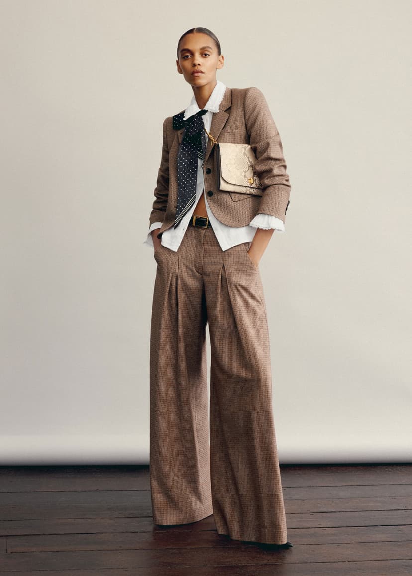 ME+EM Heritage Crop Slim Blazer Suit | Pecan Brown Multi | Image 1