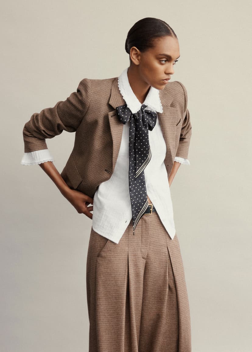 ME+EM Heritage Crop Slim Blazer Suit | Pecan Brown Multi | Image 2