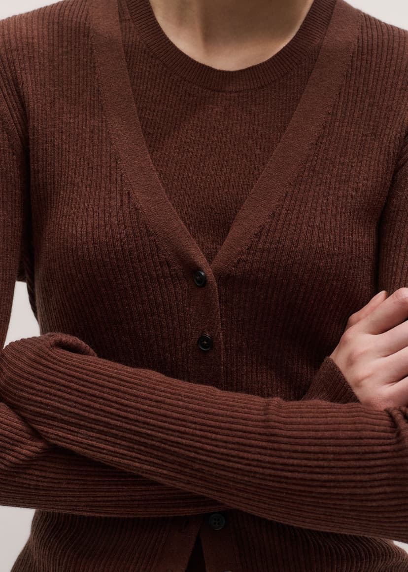ME+EM Barely There Cardigan Co-ord | Pecan Brown | Image 1