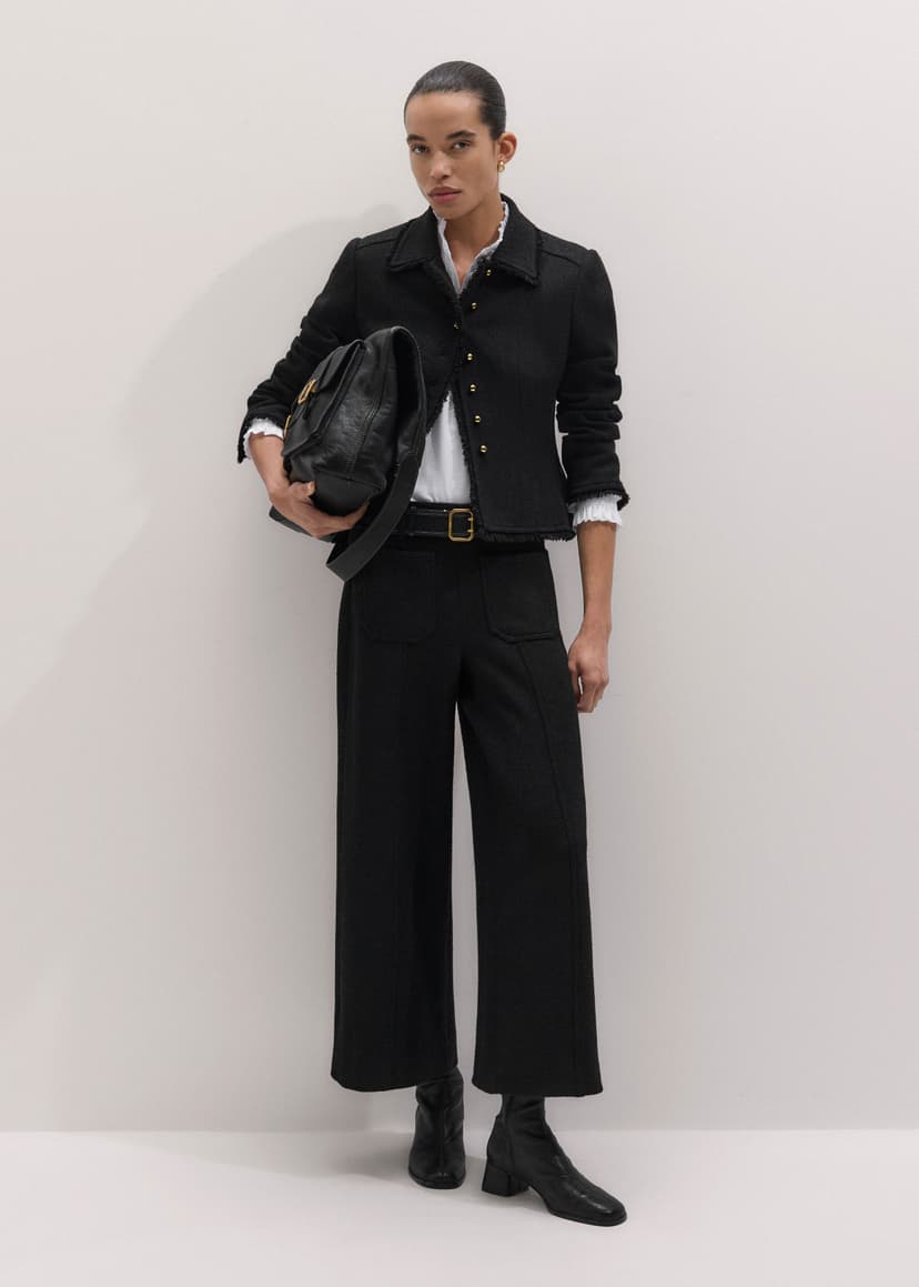 ME+EM Fringe Peplum Jacket Co-ord | Black | Image 1
