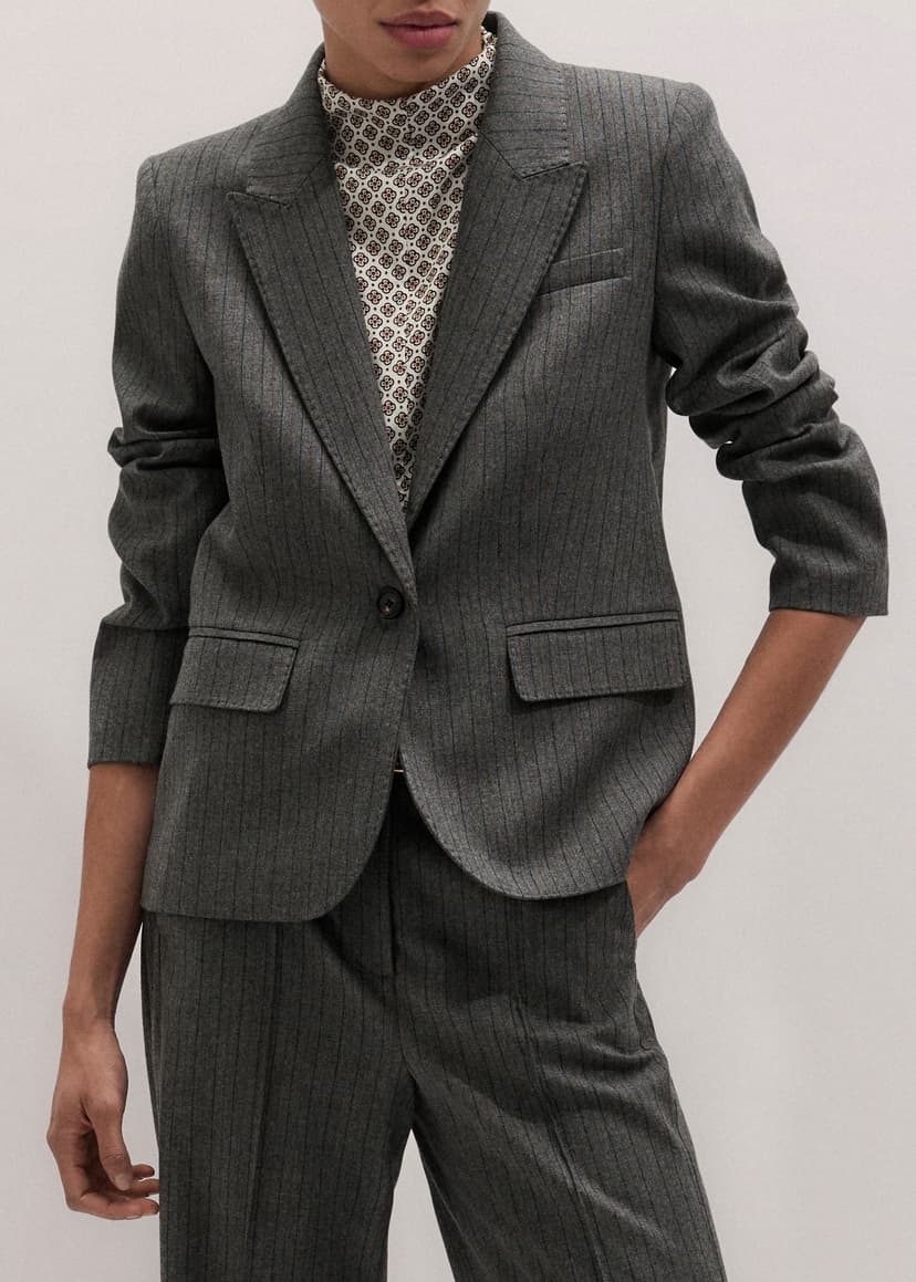ME+EM Sharp Shoulder Suit | Grey Multi | Image 3