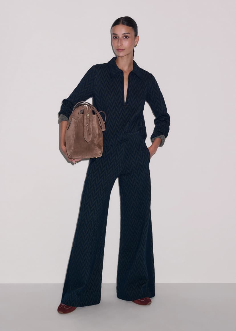 ME+EM Wide-Leg Track Pant Co-ord | Navy/Rich Olive | Image 3