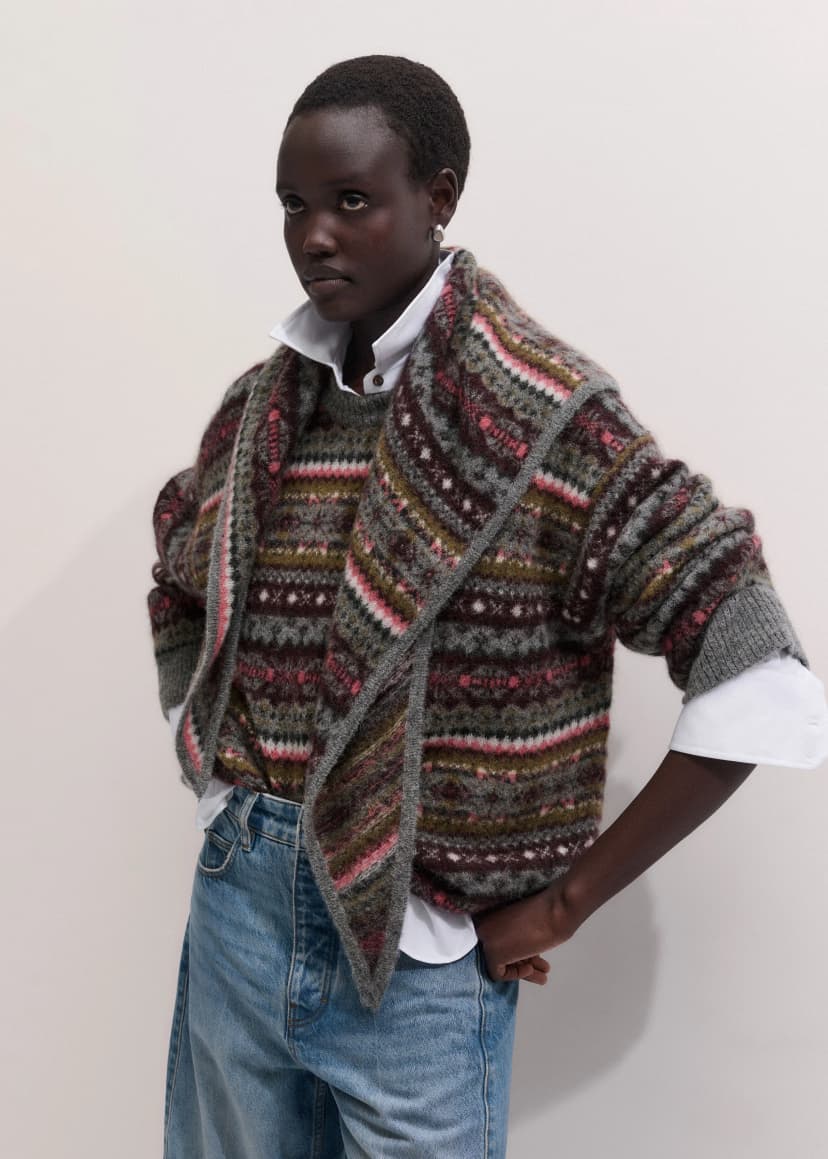 ME+EM Sweater + Scarf Co-ord | Grey Multi | Image 1