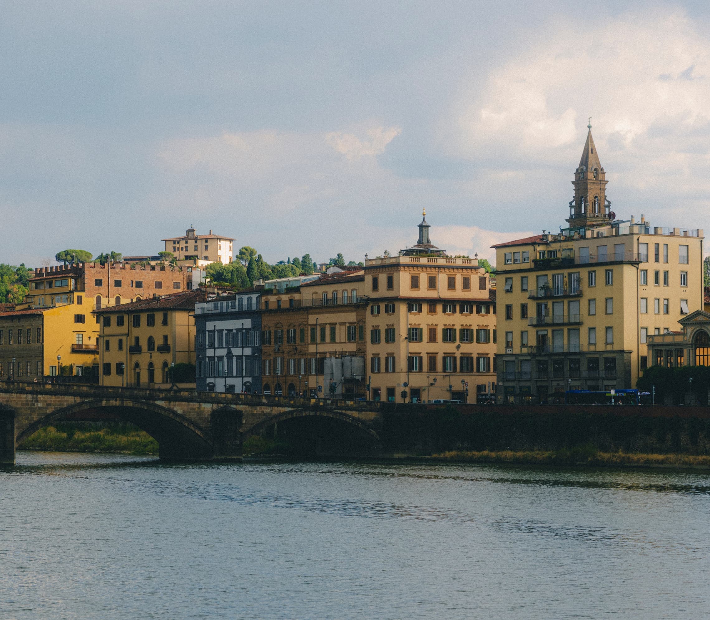Row of buildings in Florence on the river front.